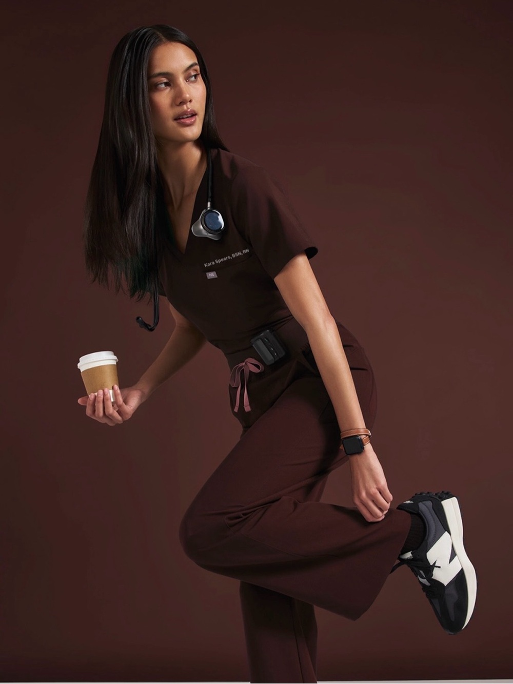 FIGS ESPRESSO Catarina Scrub Top NEW WITH TAG Women’s SIZE S Small